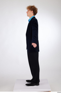 Urien a-pose black oxford shoes black suit pants blue long…